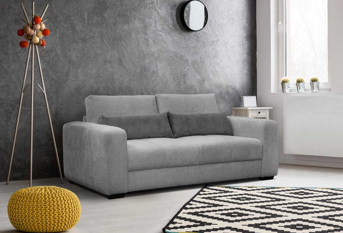 SOFA OLI 3-Sitzer, hellgrau - Hellgrau, Holz/Textil (208/91/108cm) - Wozimo