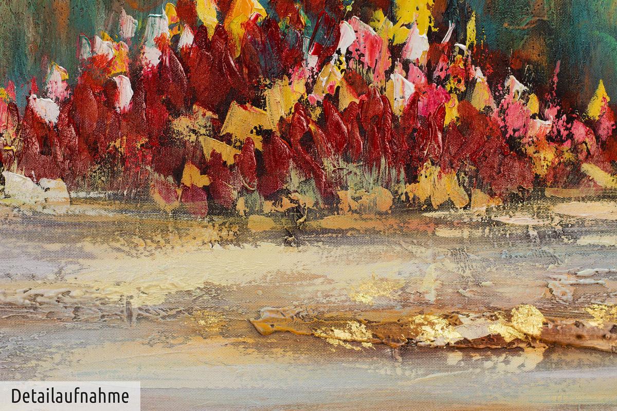 ACRYLBILD HANDGEMALT 120/60 cm - Blau/Rot, Holz/Textil (120/60cm) - KUNSTLOFT