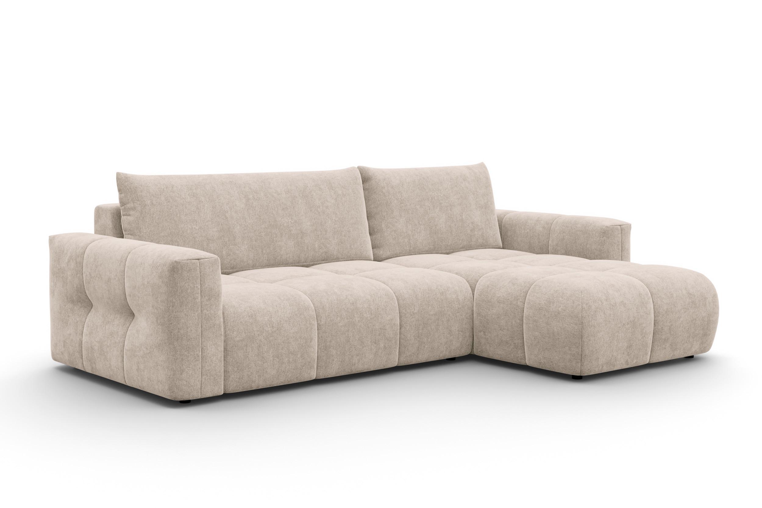 ECKSOFA VERONA 4-Sitzer rechts, Beige - Beige/Schwarz, Holz/Textil (266/173cm) - Courtois Laville