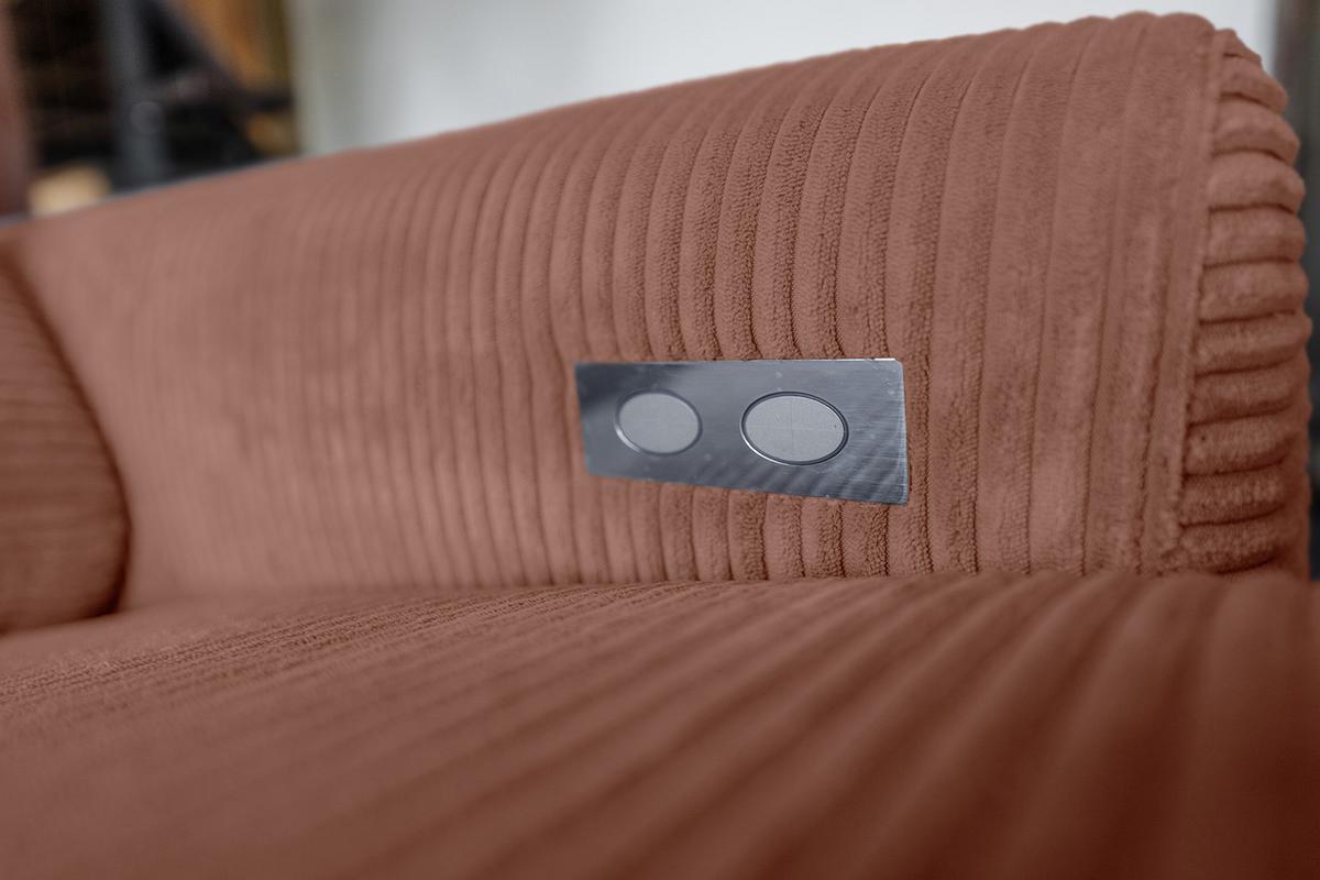 ECKSOFA LAISKA Braun Cord - Schwarz/Braun, Textil/Metall (282/177cm) - KAWOLA