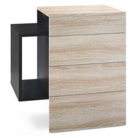 NACHTTISCH Queens Front in Eiche sägerau - Eiche San Remo, Holzwerkstoff (60/63/36cm) - Vladon