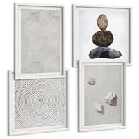 BILDER SET 4er Set - 50x50 cm & 40x60 cm Weißer Rahmen - Sandsteine moderne Farbe - Weiß, Kunststoff (50/50cm) - TULUP