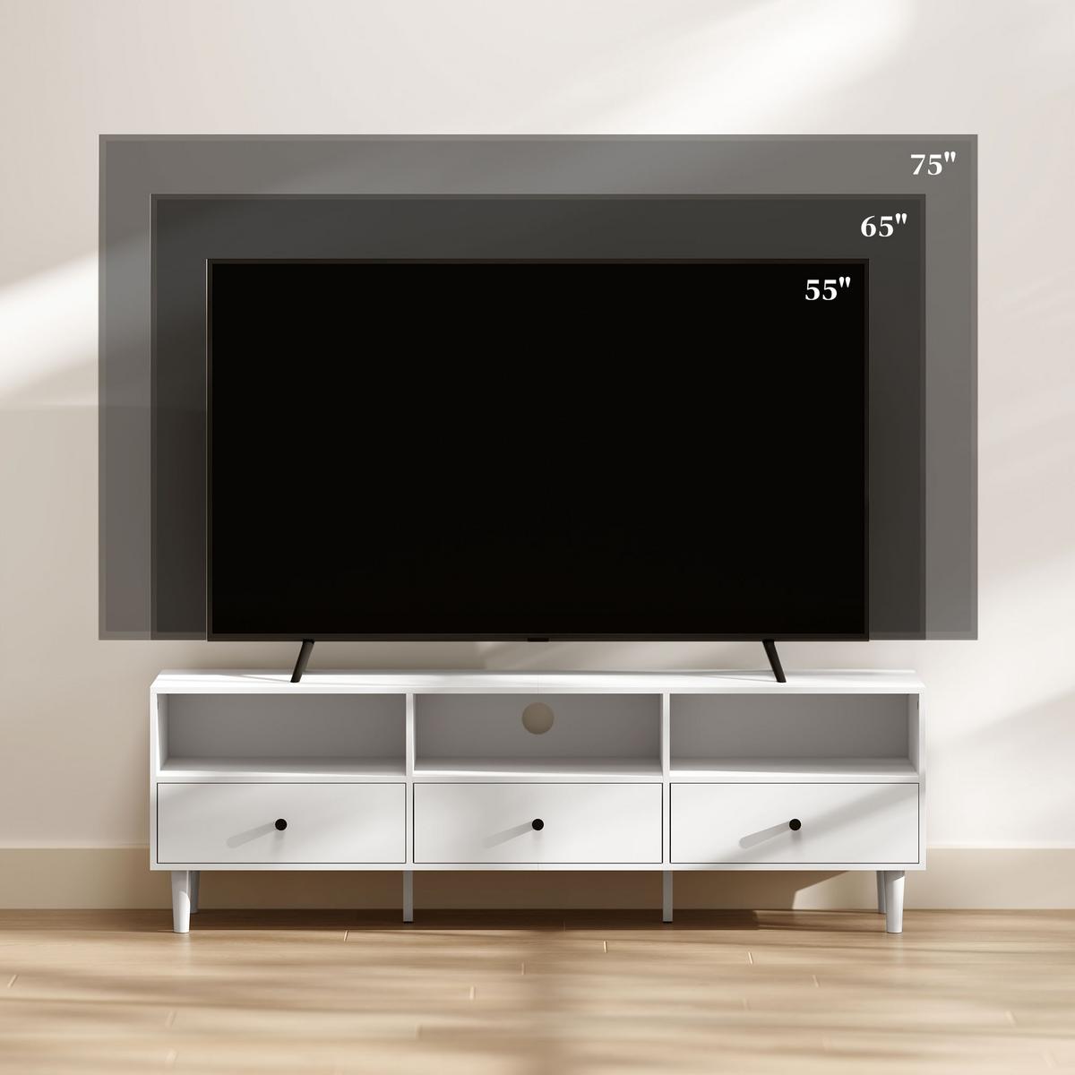 TV Schrank TV Board mit Schubladen, Weiß 140x34x45cm - Weiß, Holzwerkstoff (34/45/140cm) - HOMCOM