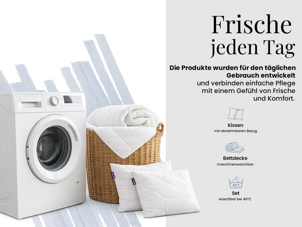 GANZJAHRESBETTDECKE Anti-Stress-Effekt CALIMA 160/200 mit Kopfkissen 40/80 - Weiß, Textil (160/200cm) - MKS