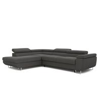 ECKSOFA ANTON links, mit Schlaffunktion und Bettkasten Anthrazit - Chromfarben/Anthrazit, Textil/Metall (274/203cm) - Idohome
