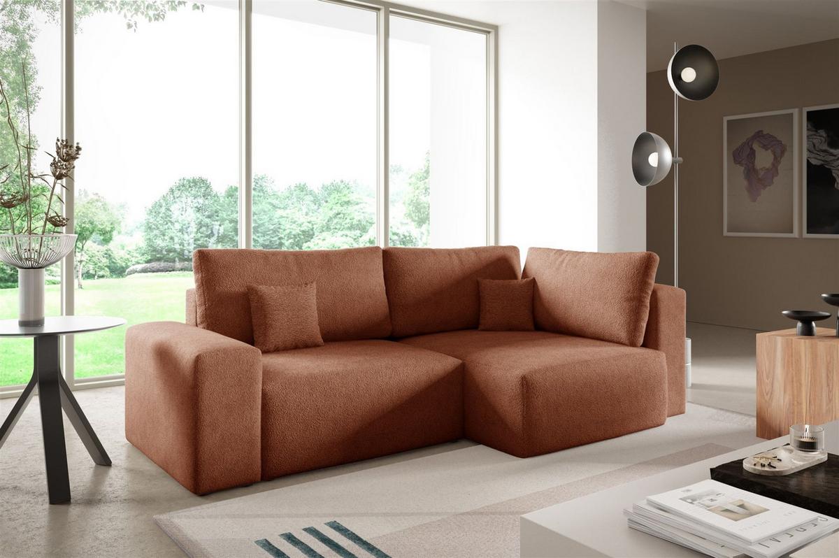 ECKSOFA Arona Mit Schlaffunktion - Braun, Holzwerkstoff/Textil (253/148cm) - Fun Möbel