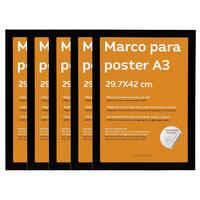 RAHMEN Set mit 48 aus MDF und Acrylglas Schutz und Aussteller für Fotografien, Bilder, Poster, Gemälde, Dekoration für Haus Farbe Schwarz A3 - Schwarz, Holz (29.7/3cm) - Nacnic