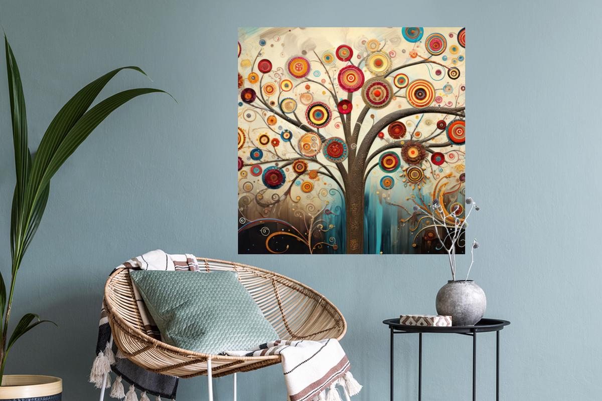WANDTATTOO Baum - Baum des Lebens - Farbe Wanddeko 50x50 cm - Braun, Kunststoff (50/50/0.1cm) - MuchoWow