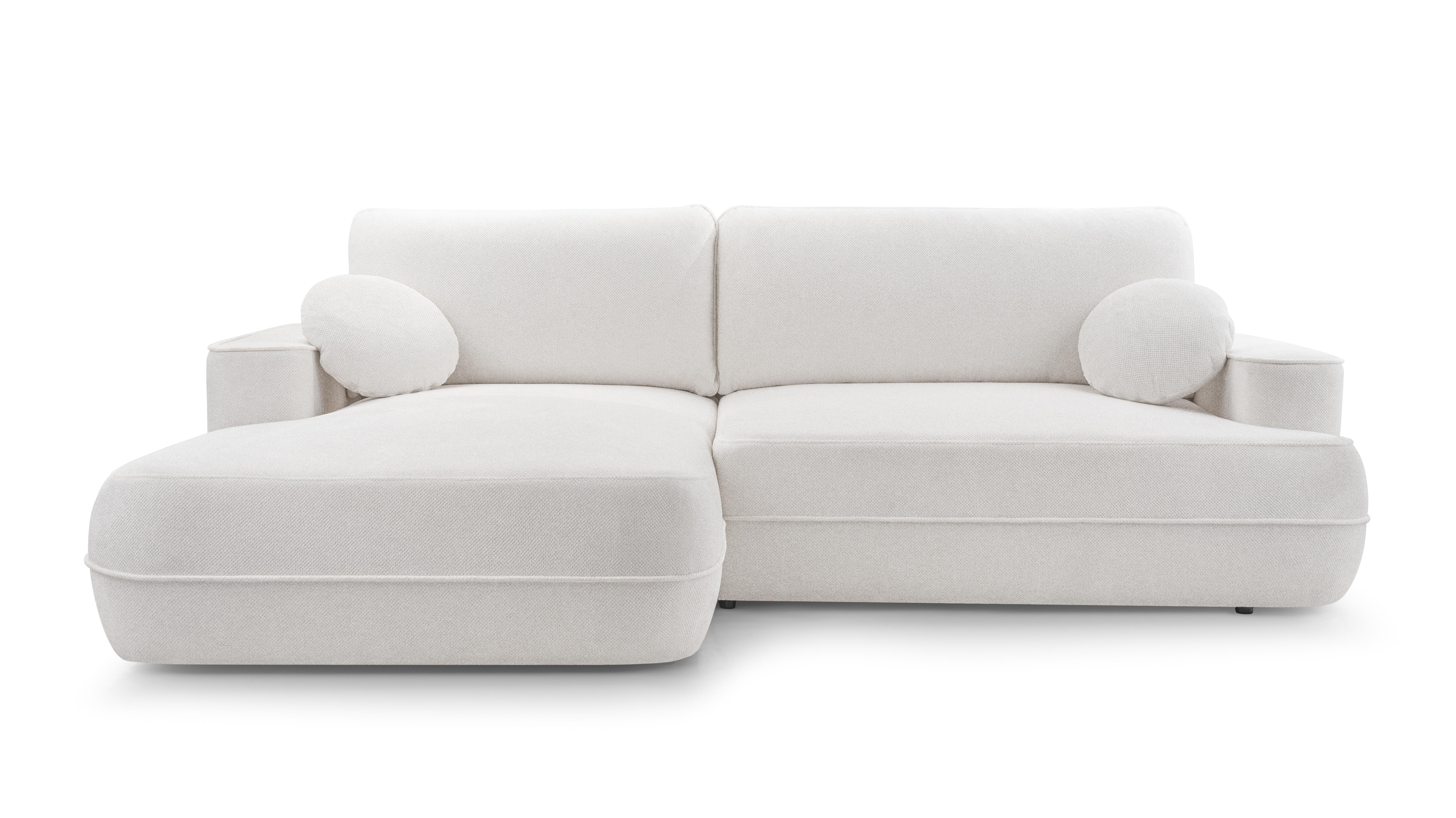 ECKCOUCH L Form Peoni Weiß 267/168/87 cm mit Schlaffunktion L - Schwarz/Weiß, Kunststoff/Textil (168/267cm) - AX Living