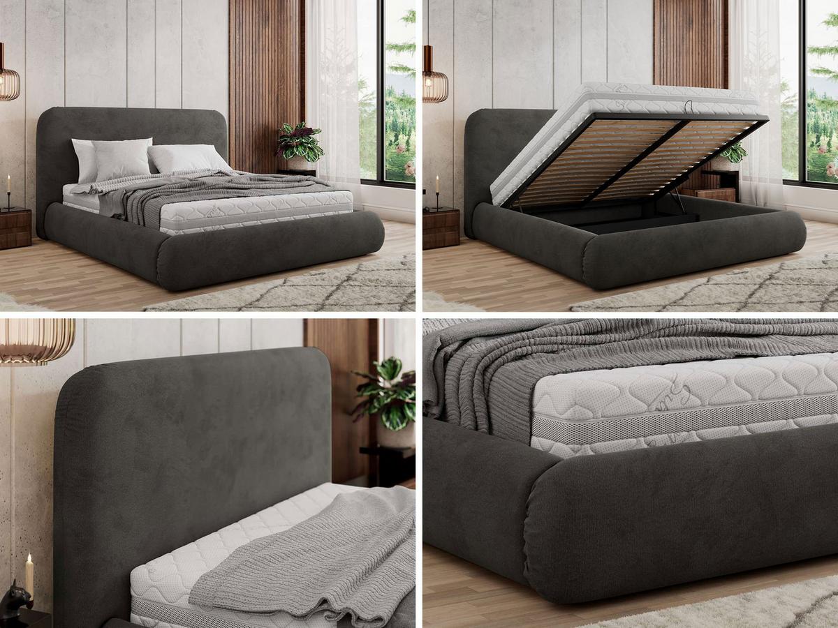 POLSTERBETT BENEA CLASSIC 160/200 - Dunkelgrau Velvet - Multipocket-Matratze - Dunkelgrau, Textil (160/200cm) - MKS