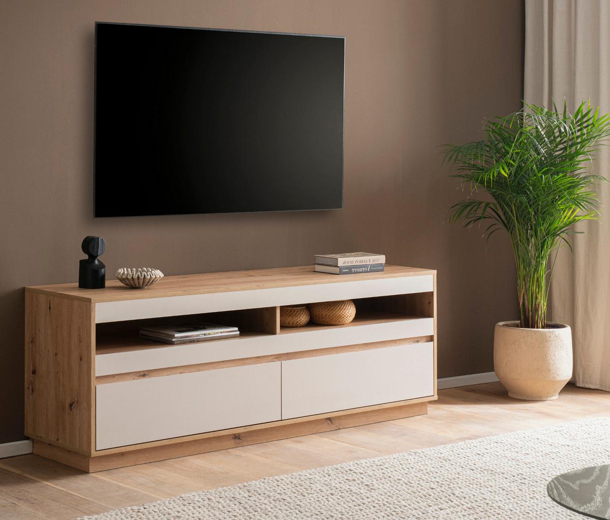 TV-LOWBOARD Kaschmir, Eiche Artisan 162 cm, TV Unterteil mit Schubkästen - Kaschmir/Eiche Artisan, Holzwerkstoff/Metall (162/60/45cm) - Furn.Design