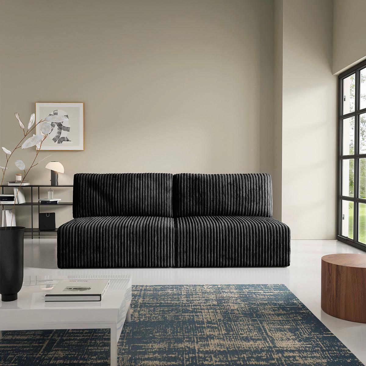SOFA Angela 3 Sitzplätze Schwarz - Schwarz, Holz (216/86/102cm) - Petits-meubles