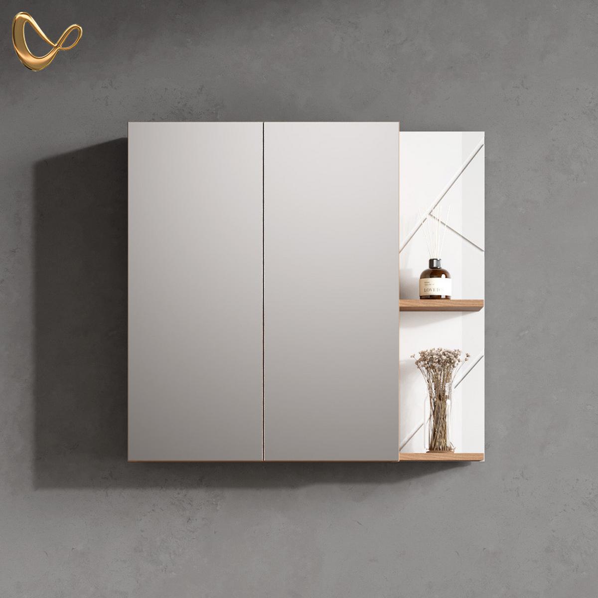 SPIEGELSCHRANK Ronco Weiß Hochglanz 80 x 75 cm - Weiß Hochglanz, Holzwerkstoff (80/75/17.2cm) - Livinity®