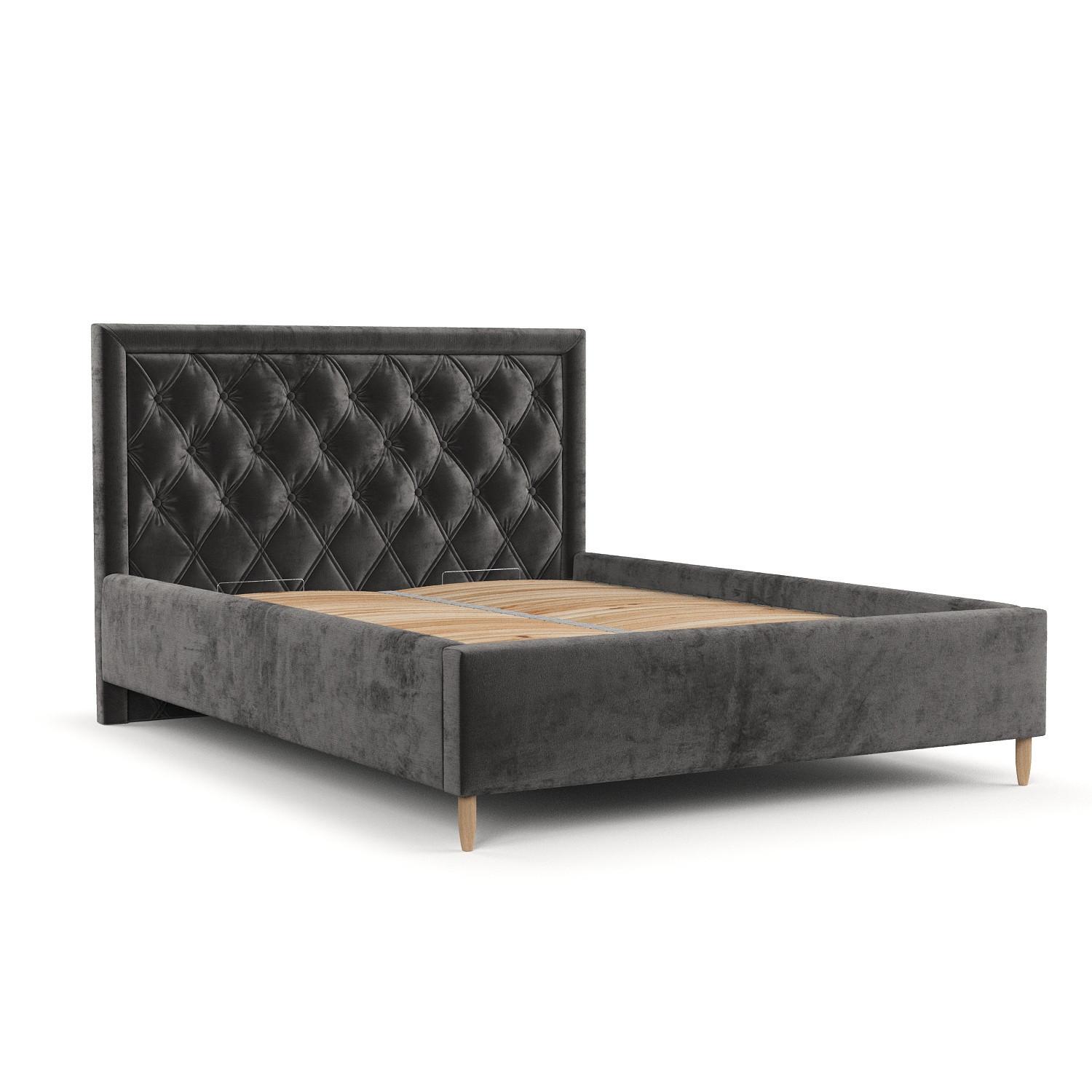 POLSTERBETT Lido 180/200 cm Anthrazit im Lotta Stoff - Anthrazit/Naturfarben, Holz/Holzwerkstoff (180/200cm) - AltaBeds