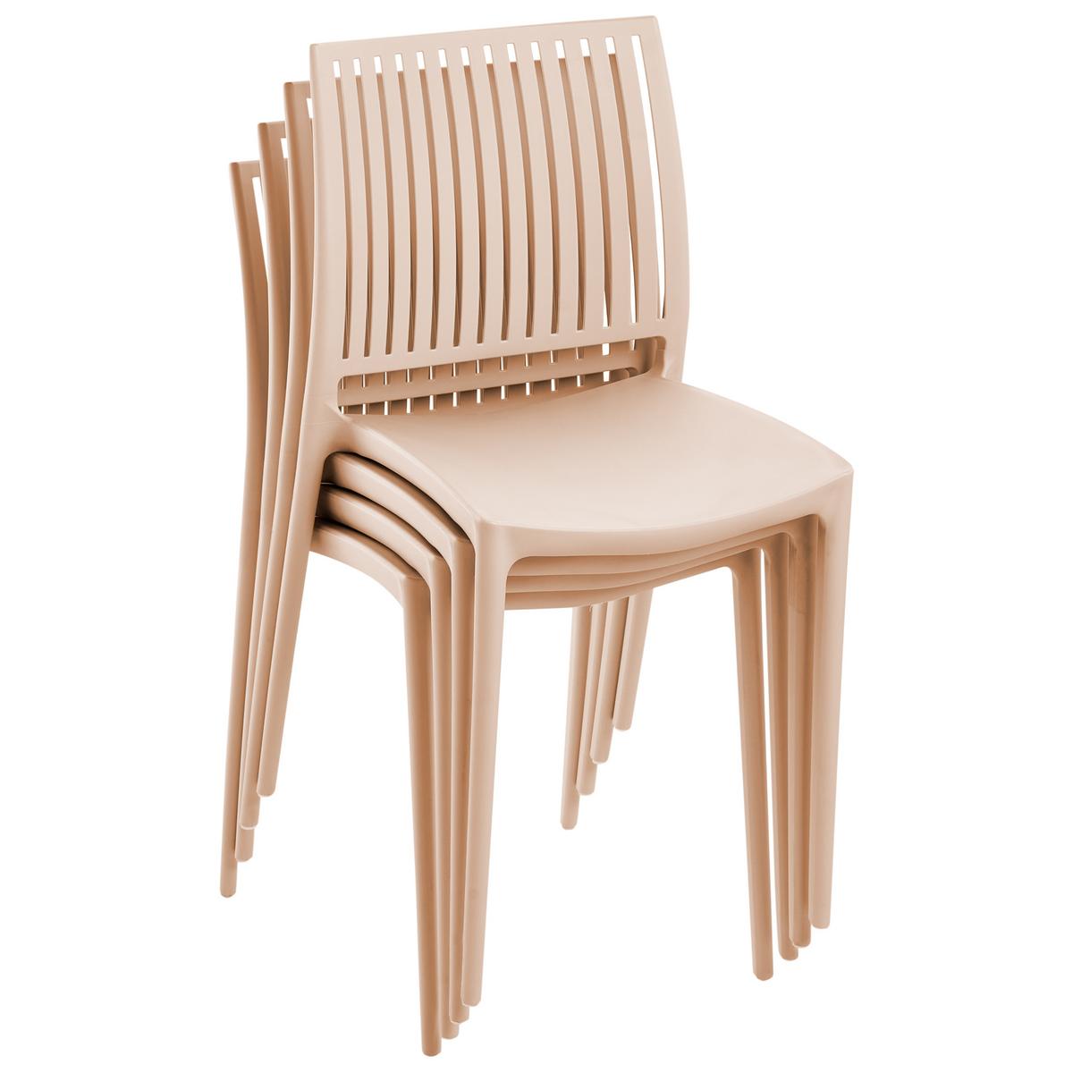 GARTENSTUHL 4er-Set Sandbeige Illumani - Sandfarben, Kunststoff (42/80/48cm) - Beliani