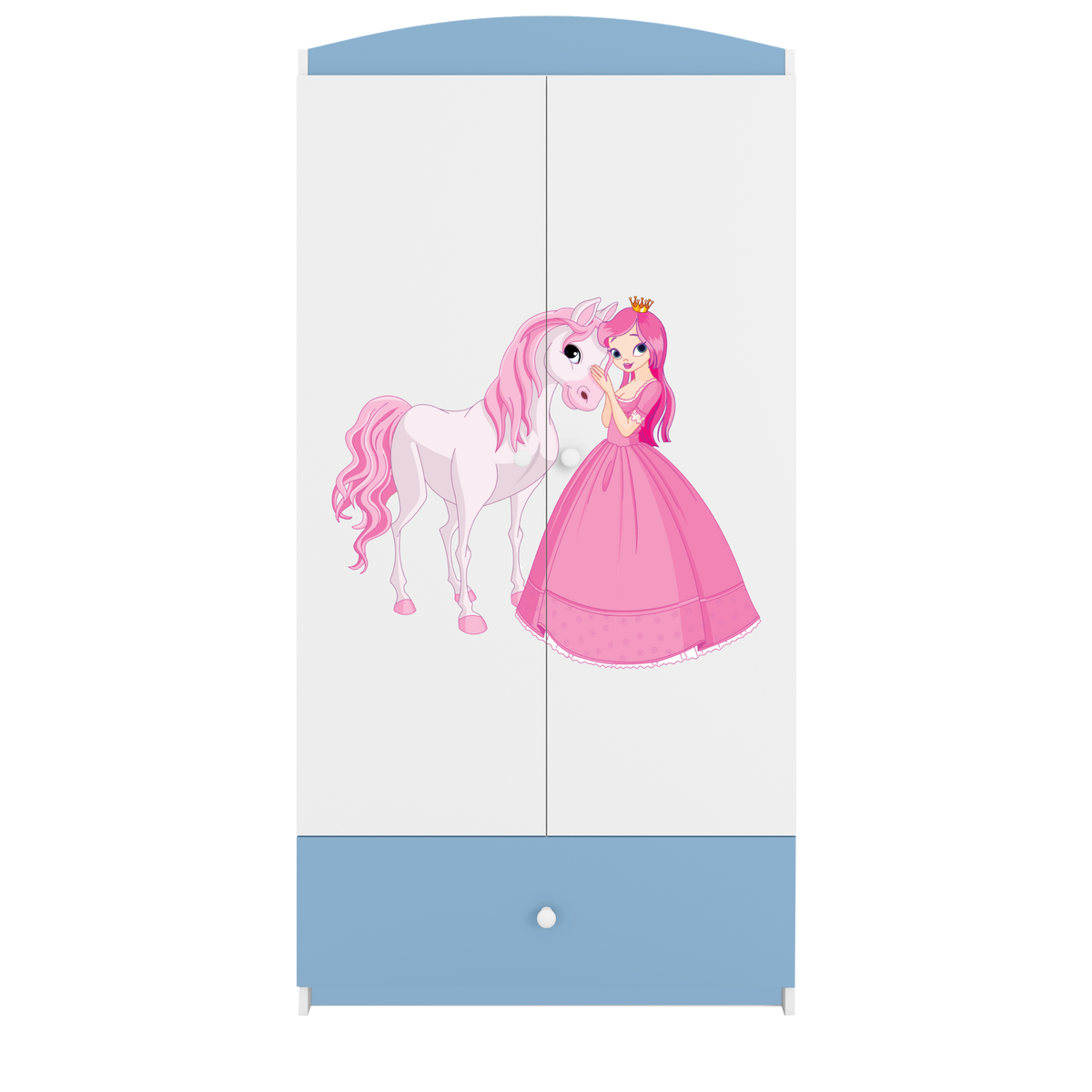 KINDERKLEIDERSCHRANK Prinzessin I - Blau, Holzwerkstoff (90/175/52cm) - RAUMHIRSCH FURNITURE