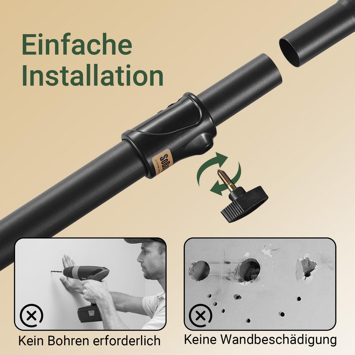 TELESKOP KLEIDERSTÄNDER Schwarz, B(75–126) × H(200–295) cm - Schwarz, Kunststoff (126/295/1cm) - SoBuy