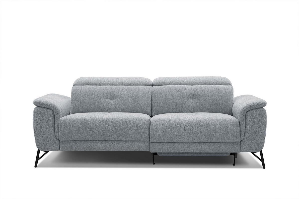 SOFA AVENA 3-Sitzer mit 1 Relaxfunktion, silberfarben - Silberfarben, Holzwerkstoff/Textil (204/80/108cm) - Wozimo