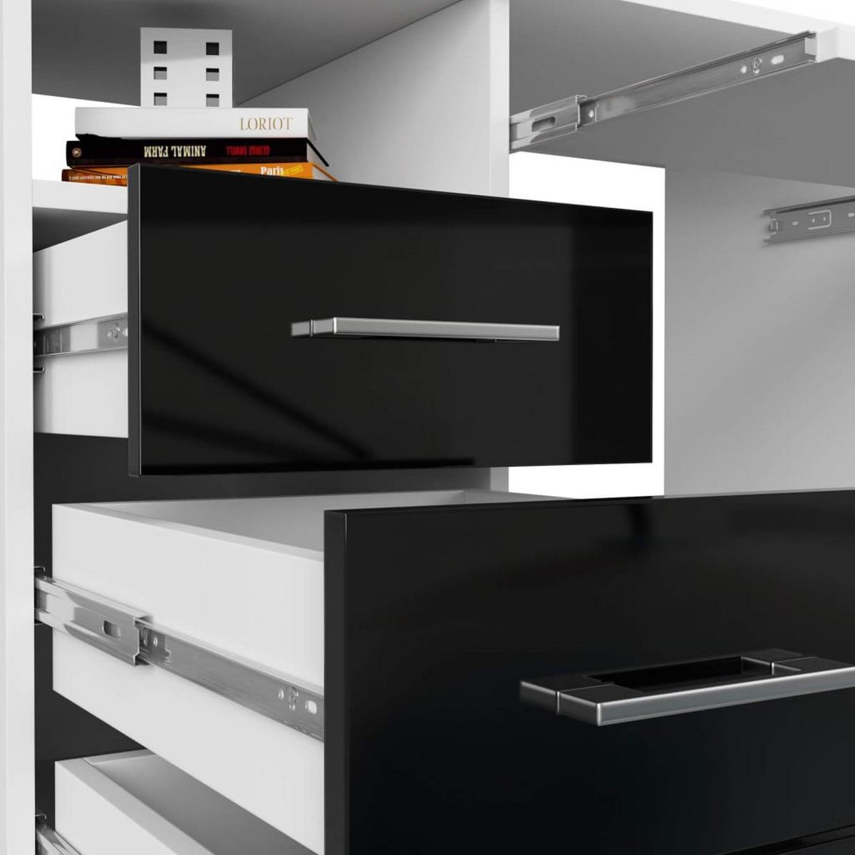 SCHREIBTISCH Weiß, Schwarz Glanz 74/124/52 - Weiß, Holzwerkstoff (124/52/74cm) - RAUMHIRSCH FURNITURE