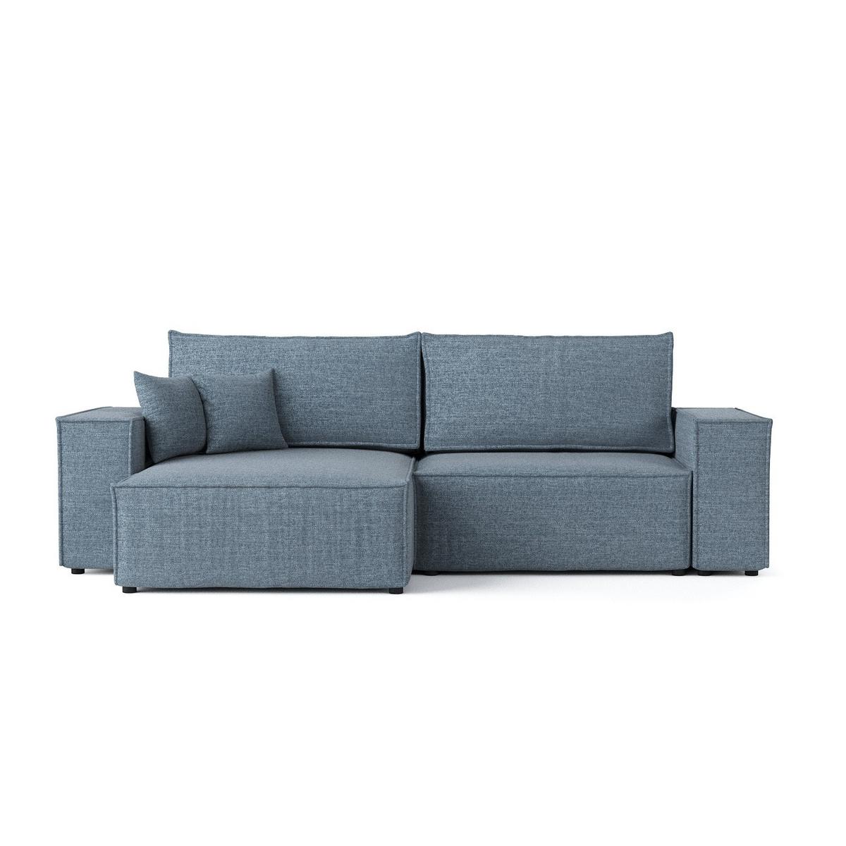 ECKSOFA CAVO mit Schlaffunktion Blaugrau im City Stoff - Blaugrau/Schwarz, Holz/Holzwerkstoff (255/148cm) - AltaBeds