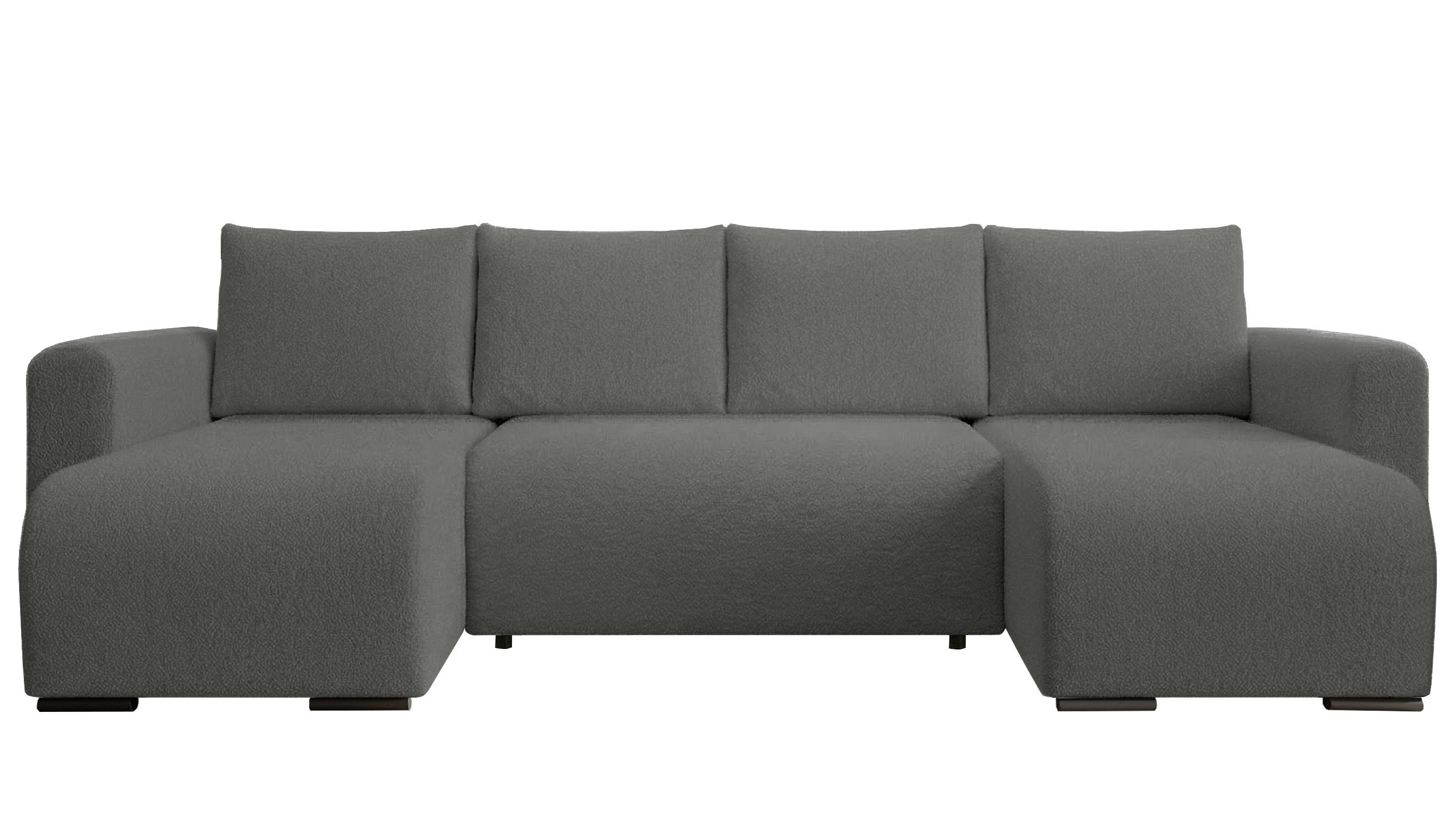 WOHNLANDSCHAFT DORA U mit Bettkasten und Schlaffunktion, U-Form, bequem - Dunkelgrau, Textil (305/85/140cm) - Storez24