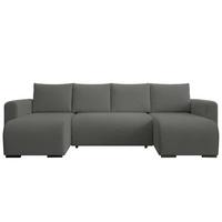 WOHNLANDSCHAFT DORA U mit Bettkasten und Schlaffunktion, U-Form, bequem - Dunkelgrau, Textil (305/85/140cm) - Storez24