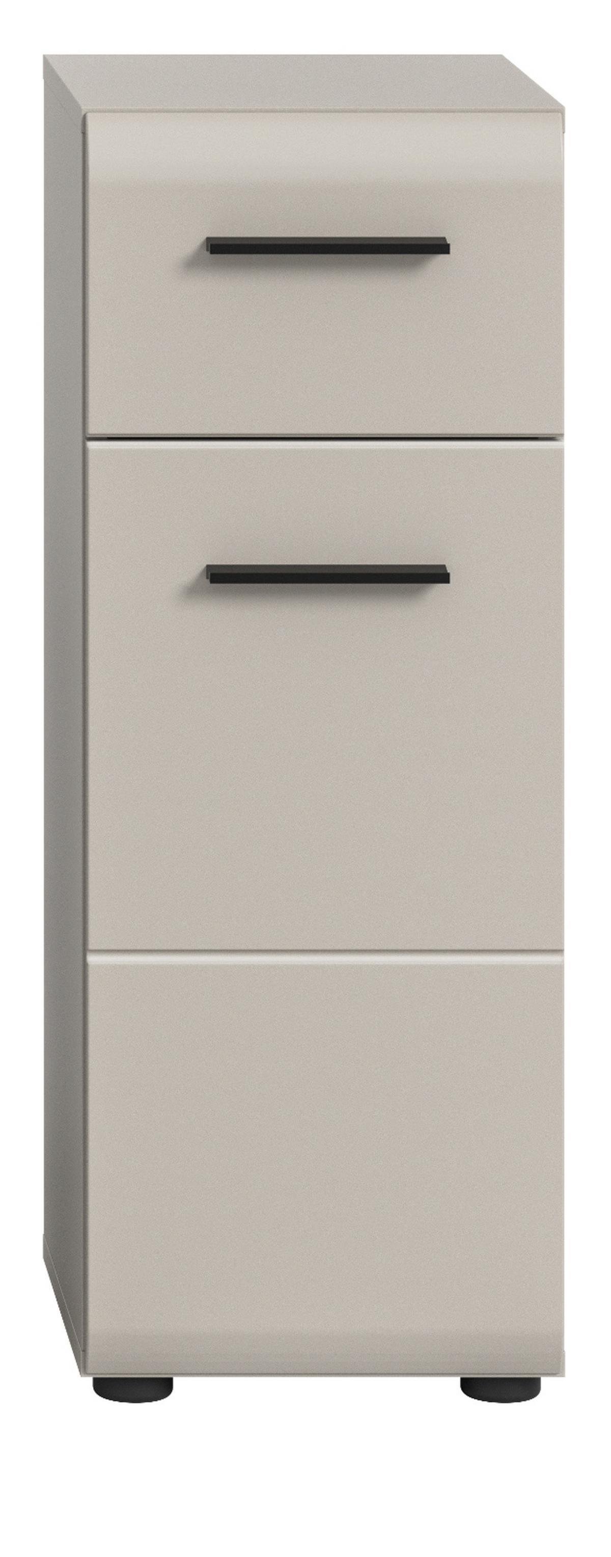 BADKOMMODE Kaschmir 30 x 80 cm, Badschrank mit Vollauszug-Schubkasten - Kaschmir/Schwarz, Holzwerkstoff/Kunststoff (30/80/30cm) - Inn.Furn