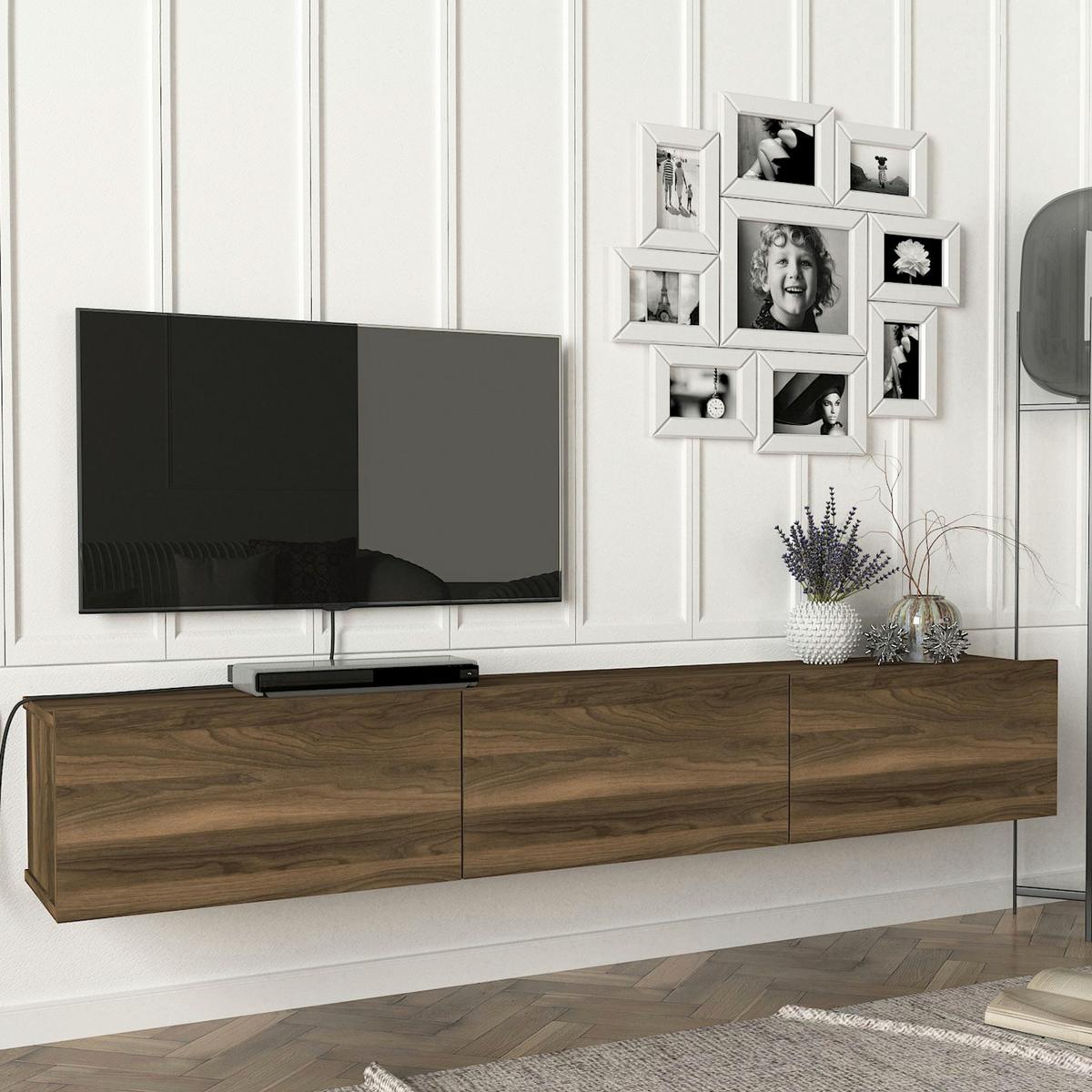 TV-ELEMENT Vihti - Walnussfarben, Holzwerkstoff (180/29.5/31cm) - [en.casa]