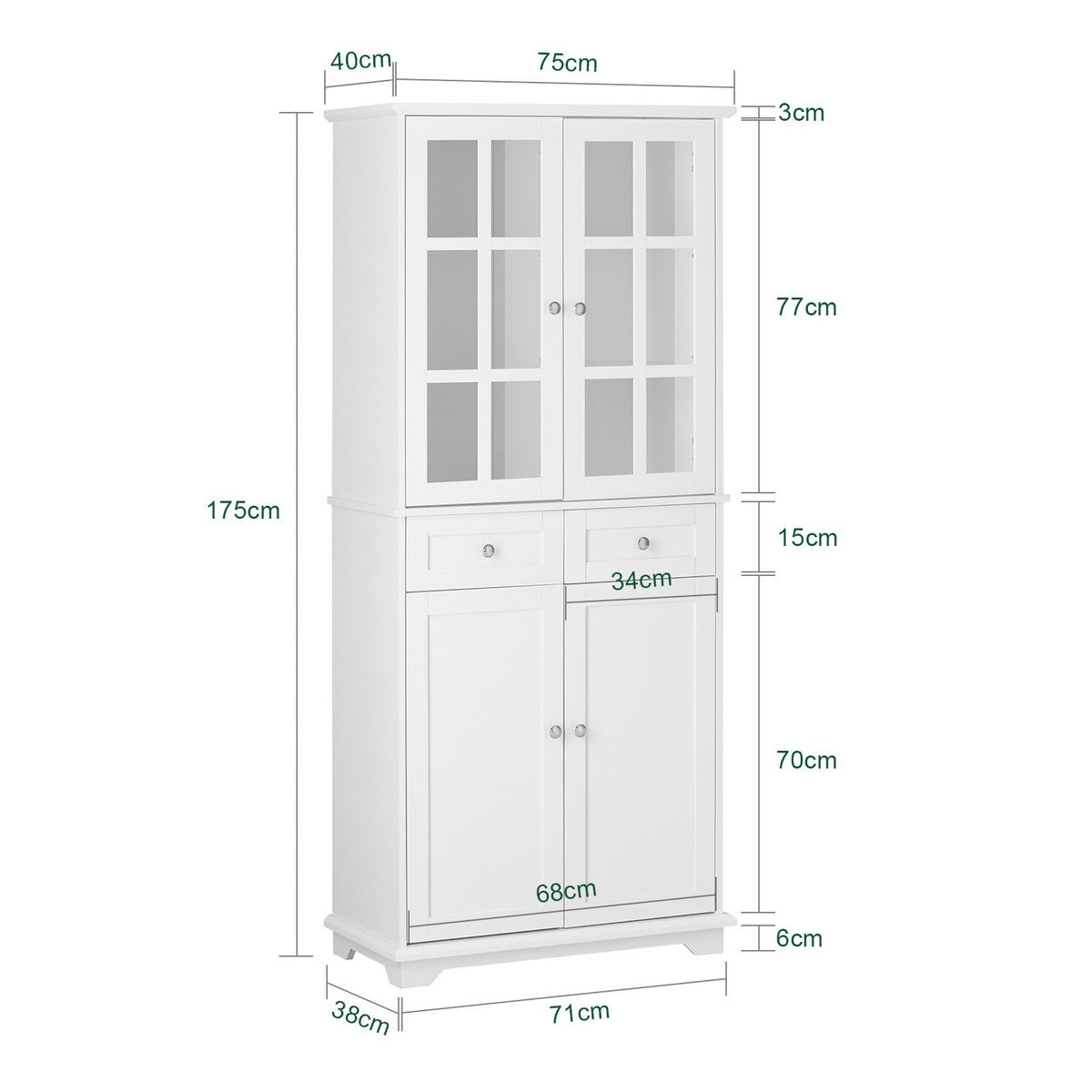 KÜCHENSCHRANK Weiß - Weiß, Holz/Holzwerkstoff (76/175/40cm) - SoBuy