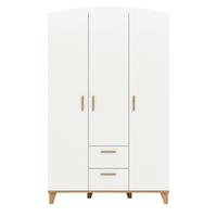 KLEIDERSCHRANK in weiß, Eiche Artsian 122 x 194 cm, Drehtürenschrank 3-türig skandinavisch - Eichefarben/Weiß, Holzwerkstoff (122/198/51cm) - Inn.Furn