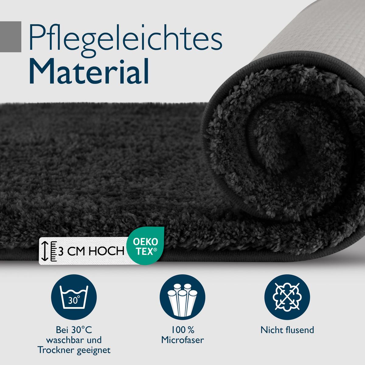 VORLEGER MATTE BeauMare FL 50/80cm Schwarz - Schwarz, Textil (50/80cm) - Beautissu 