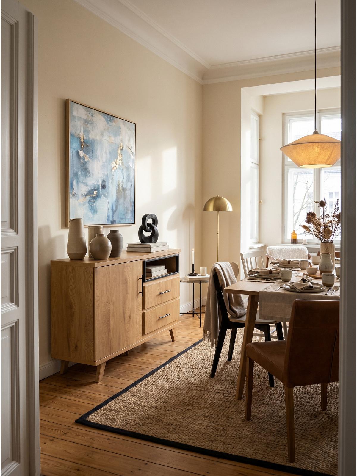 SIDEBOARD BASSANO, MDF, in Eichenoptik, mit Stauraum, 116 x 40 x 95 cm - Hellbraun/Braun, Eichenholz/Holzwerkstoff (116/95/40cm) - KADIMA DESIGN