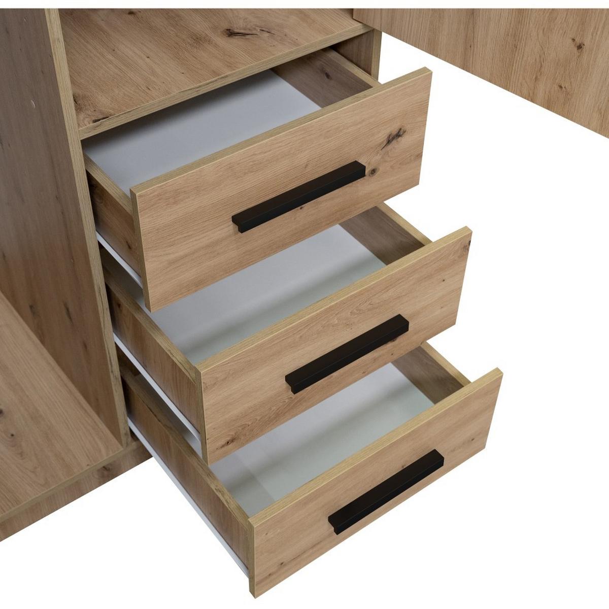 DREHTÜRENSCHRANK Kavo mit Aufsatz, Spiegel und 2 Türen, eiche Artisan - Schwarz/Eiche Artisan, Holzwerkstoff (100/245/58cm) - Beautysofa