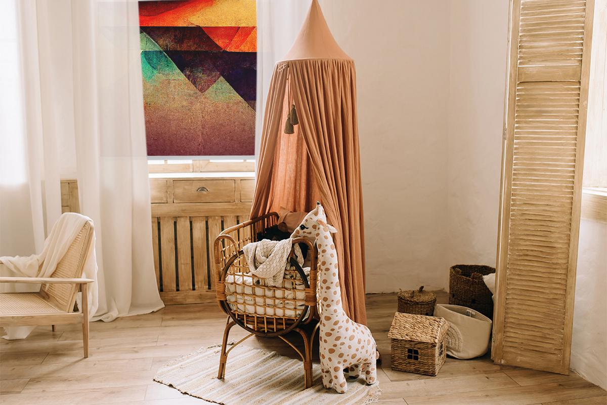 INNENROLLO - Fensterrollo - Rollo - 140x140 cm - Abstrakte Berge - Blau, Kunststoff (140/140/0.5cm) - TULUP