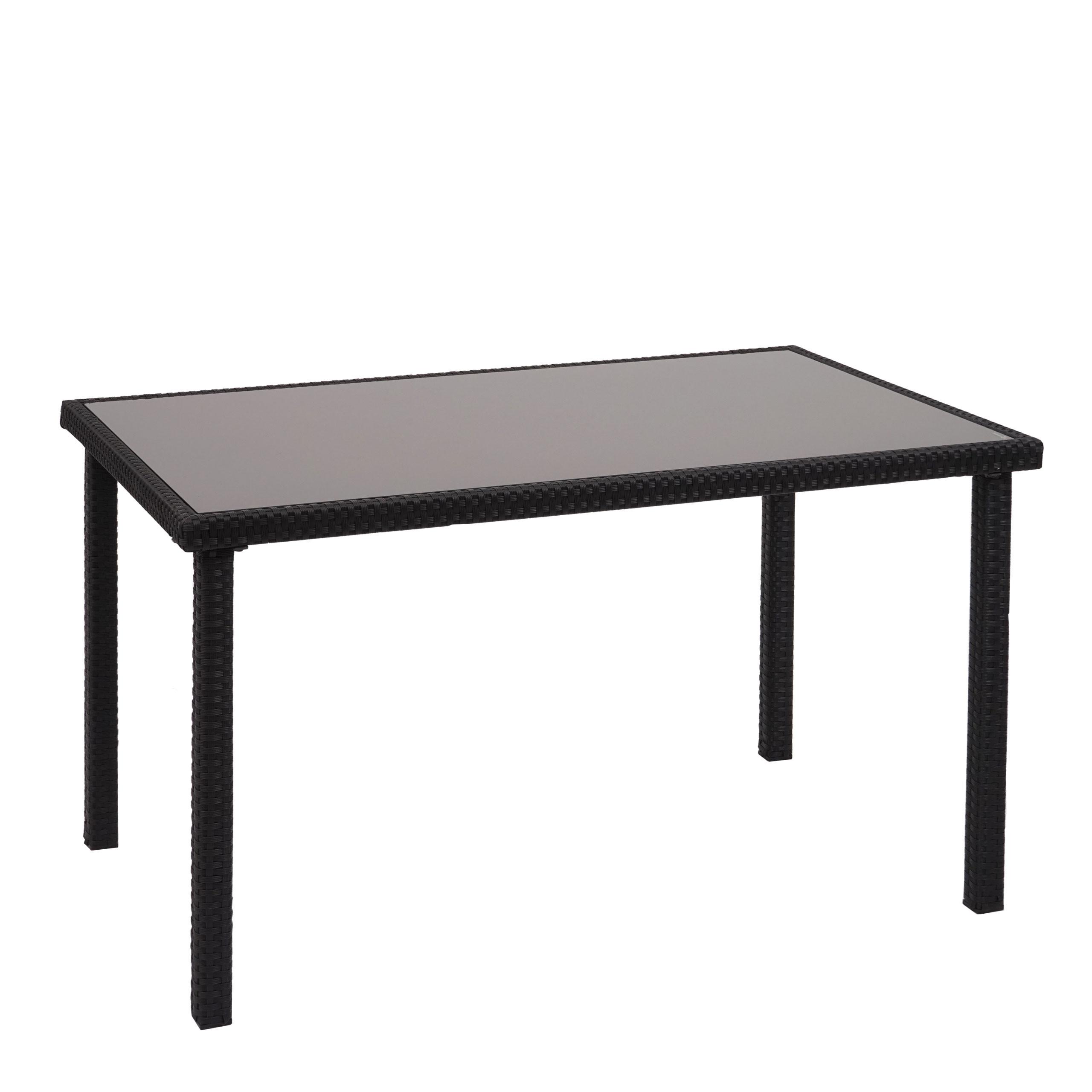 POLY-RATTAN TISCH rechteck Schwarz - Schwarz, Kunststoff (75/120/71cm) - MCW