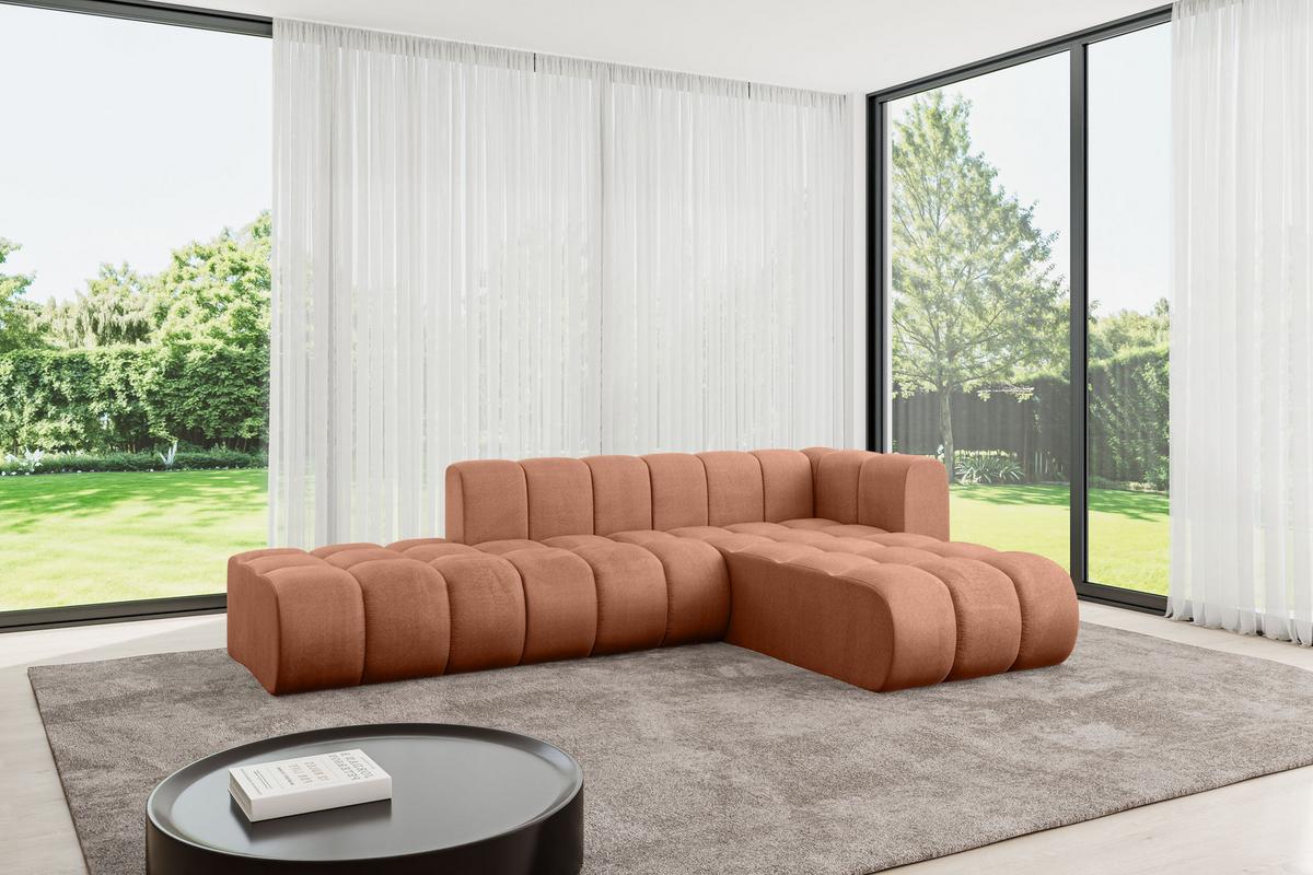 ECKSOFA modulares Sofa Zuvon-L1 - 296x177x70 cm Apricot - Koralle, Holzwerkstoff/Textil (296/177cm) - ALTDECOR