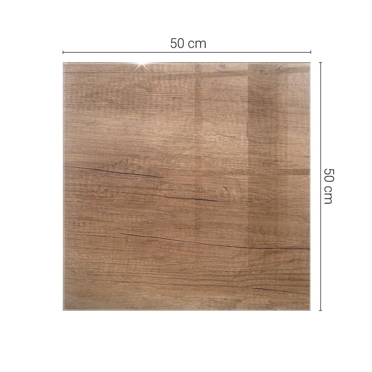 TISCHPLATTE 50x50 cm Natürliche Holzmaserung - Braun, Glas (0.4/50/50cm) - TULUP