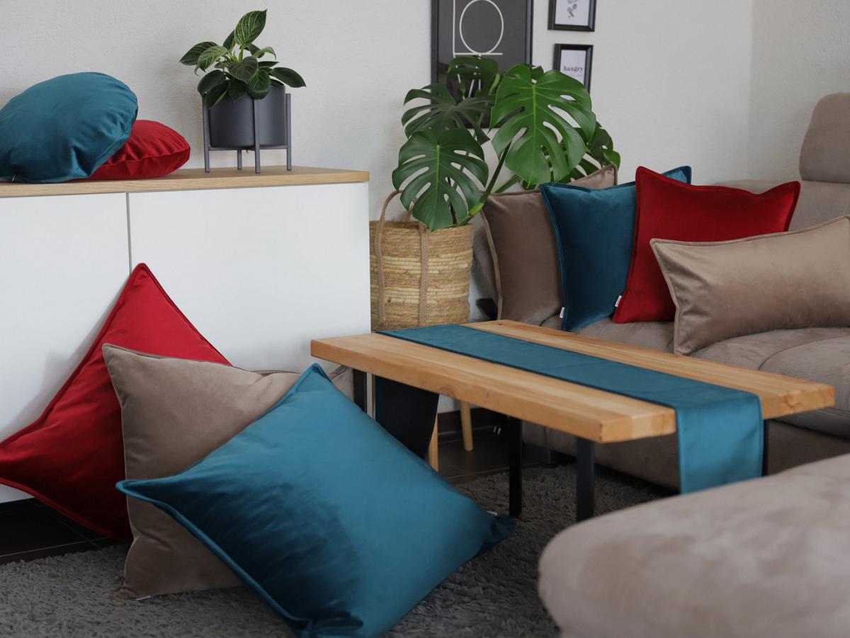 KISSEN-BLUME Samt&Sonders karmin-rot 50 cm Ø - Rot, Textil (50cm) - beties Heimtextil