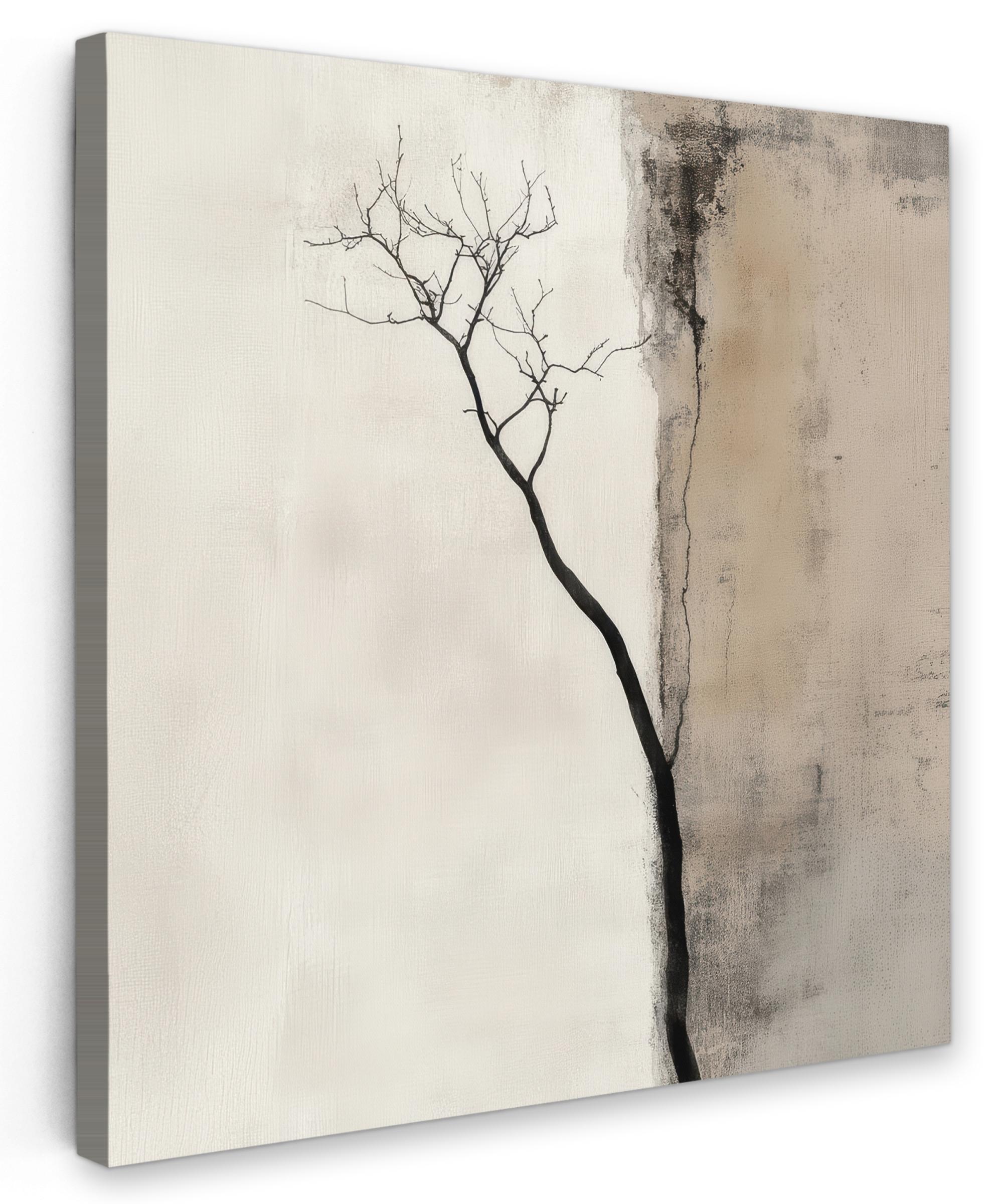 LEINWANDBILD Wabi sabi - Pflanze - Beige Wandbild Wohnzimmer 50x50 cm - Taupe, Textil (50/50cm) - MuchoWow