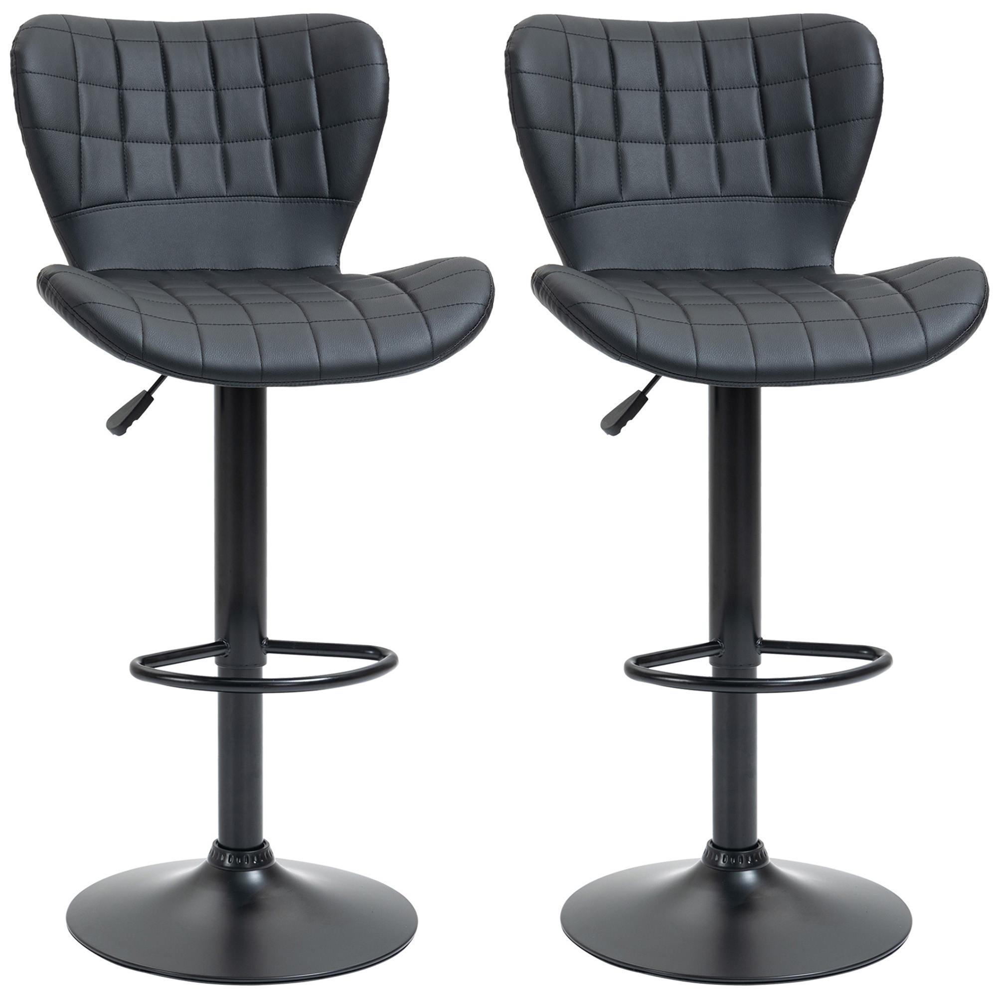 BARHOCKER, Kunstleder, Stahl, Schwarz - Schwarz, Kunststoff (51.5/109/47cm) - HOMCOM