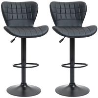 BARHOCKER, Kunstleder, Stahl, Schwarz - Schwarz, Kunststoff (51.5/109/47cm) - HOMCOM