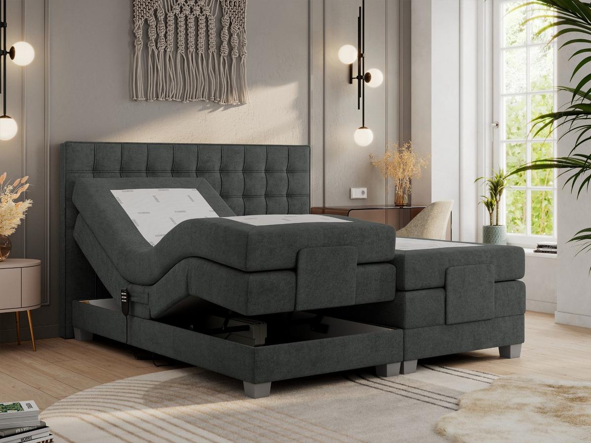 BOXBETT ELEKTRO 140/200 Dunkelgrau Struktur - H4 - Dunkelgrau, Holz/Textil (140/200cm) - MKS