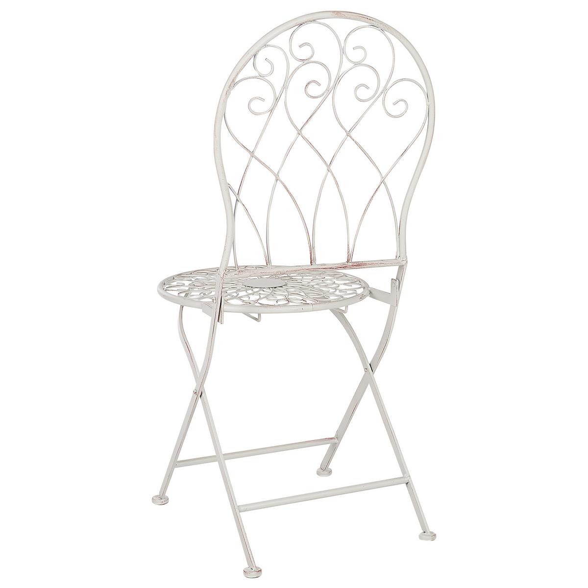 GARTENSTUHL 2er-Set Metall cremeweiß Stiffe - Weiß, Metall (40/95/46cm) - Beliani