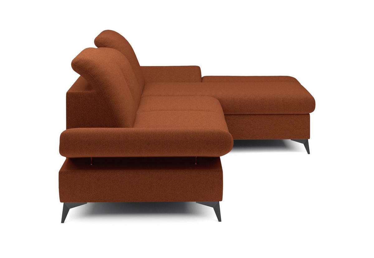 ECKSOFA FELICE R-S Orange Geflochtener Stoff mit Schlaffunktion - Orange, Holz (284/166cm) - MASSENO
