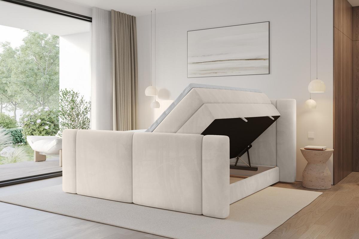 BOXSPRINGBETT mit Matratze H3/H4 - EVON KING Zanozek - 180x200 cm Beige - Beige, Holzwerkstoff (180/200cm) - ALTDECOR