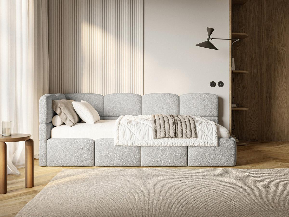 JUGENDBETT Cloudy Hellgrau 120 cm, Bouclé - Hellgrau/Schwarz, Kunststoff/Textil (120/200cm) - Selsey