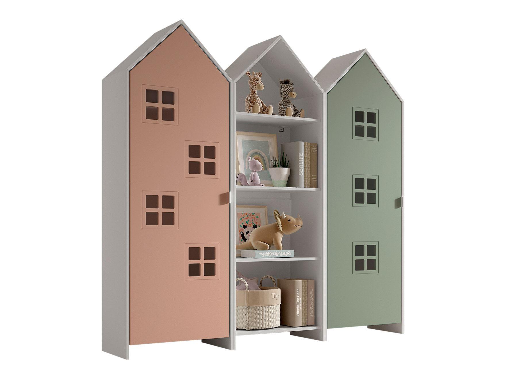 REGALSCHRANK Set Kania 173x37x171 MDF Weiß Rot Grün - Rot/Grün, Holzwerkstoff (173/171/37cm) - 58aufmkessel
