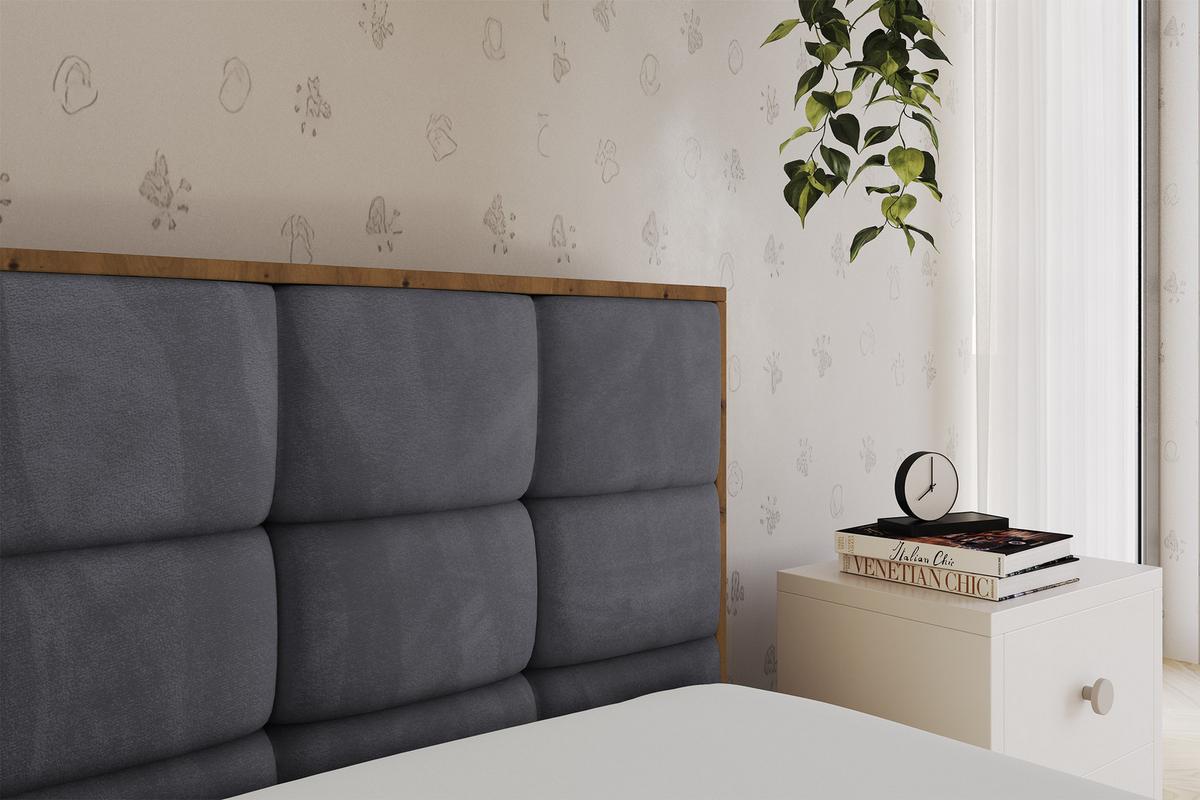 EINZELLBETT Jugendbett mit Bettkasten und Matratze H3/H4, Links - SOVY 90x200 Dunkelgrau - Dunkelgrau, Holzwerkstoff/Textil (90/200cm) - ALTDECOR