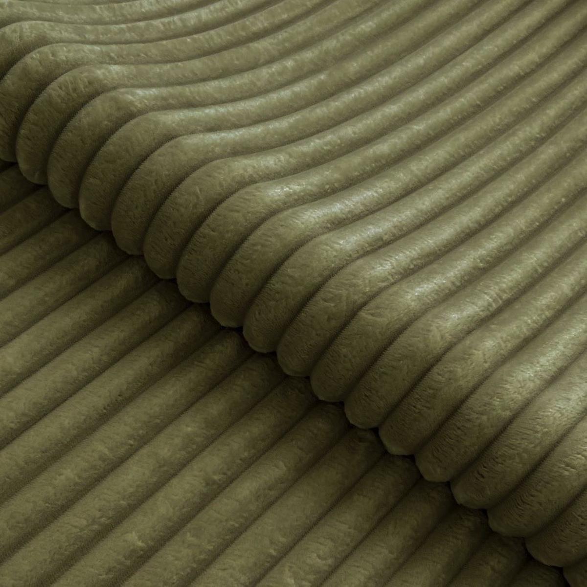 ECKSOFA Calma mit Schlaffunktion und Bettkasten im Bumpy-Design aus weichem Olive Plüschcord - Ottomane links - Schwarz/Grün, Holz/Kunststoff (239/140cm) - S-Style
