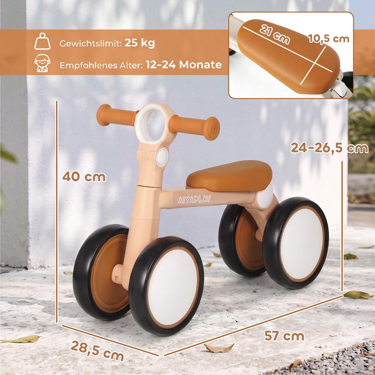KINDERLAUFRAD Aluminiumlegierung EVA Rosa - Rosa, Metall (57/28.5/40cm) - AIYAPLAY